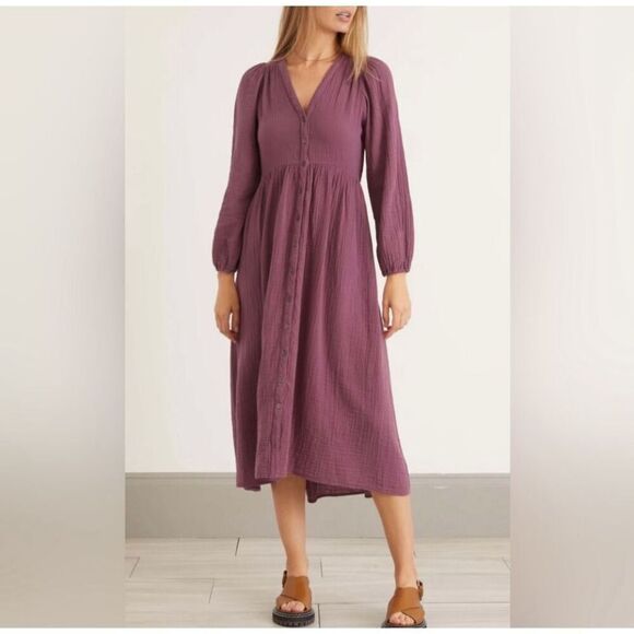 Xirena Gia Midi Shirt Dress Cranberry Purple Size M 100% Cotton - Picture 1 of 7